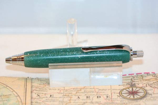 Sketch Pencil - Green Emerald Mine Moonstone - Mini Sketch Pencil - Handmade - Sketching - Drawing - Crafting - Shop Pencil - Chrome