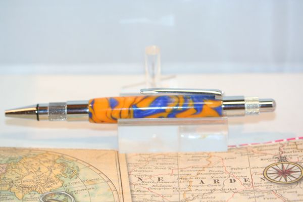 Stratus Pen - Click Pen - Gator Alley Acrylic - Ballpoint Pen - Handmade - Handcrafted Pen - Journal Writing - Unique Gifts - Chrome