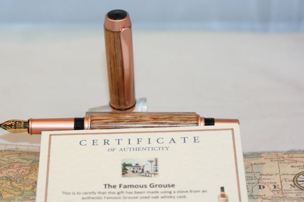 Fountain Pen - The Famous Grouse Scotch Whisky - Baron Pen - Wooden Pen - Whiskey Barrel Pen - Journal Writing - Pen - Gunmetal Finish