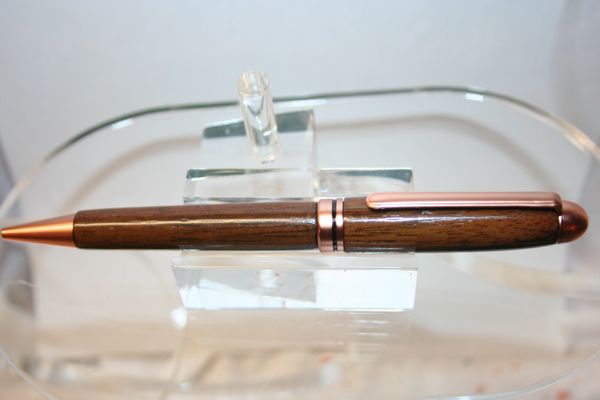 Ballpoint Pen - European Style Round Top - Handcrafted Wooden Pen - Indonesian Rosewood - Twist Pen - Pen - Exquisite Satin Copper Finish