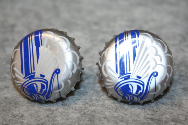 Handcrafted Cuff Links - (New Cap Design) Steam Whistle Pilsner Beer Cap with 24 ct Gold Plated Bezels