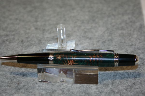 Handcrafted Pine Cone Pen - Pine Cones in Forest Green Alumilite Executive Twist Pen in a Bright & Durable Platinum Finish