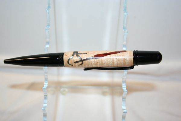 Inlay Pen - Wood Turner's Inlay - Executive Twist Pen - Ballpoint Pen - Handcrafted - Wooden Pen - Pen - Bright Black Chrome Finish