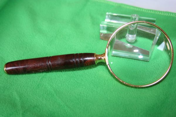 Handcrafted 2 1/2 inch Deluxe Magnifying Glass in a Two Tone Spalted Cocobolo Hardwood - Beautiful Hardwood
