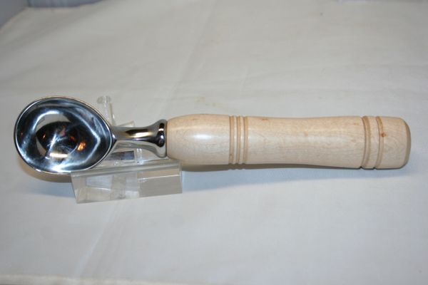 Handcrafted Heavy Duty Ice Cream Scoop in Stainless Steel with a Rustic Designed Hand Turned Hard Maple Handle