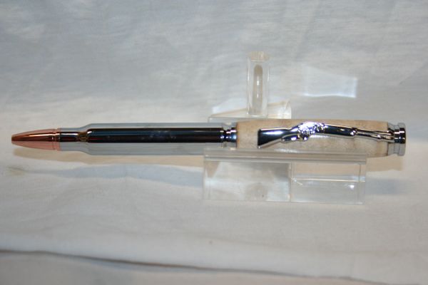 Custom Made 30 Cal Bullet Bolt Action Pen, Gun Metal Finish, Buckeye Burl  Wood Body by WakefieldWoodworker