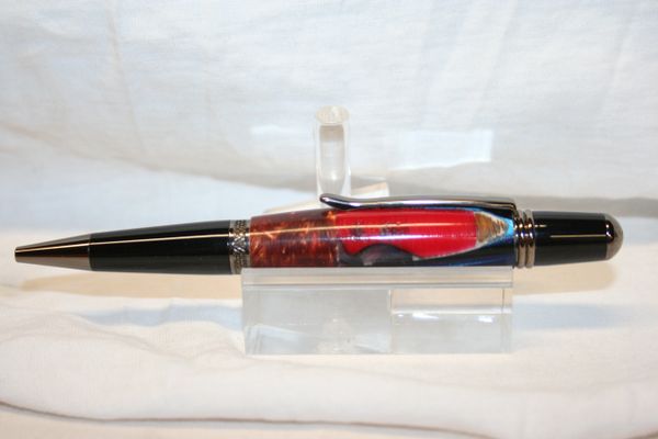 Handcrafted Acrylic Hybrid Pen - Earth Tones Mix Acrylic Executive Twist Pen in a Fine Gunmetal Finish
