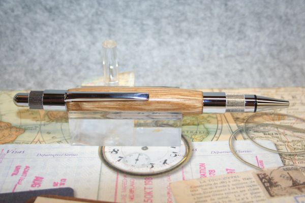 Wild Turkey Whiskey Barrel Oak Pen - Handcrafted Wood Pen - Stratus Pen - Click Pen - Wild Turkey Whiskey - Ballpoint Pen - Writing - Chrome