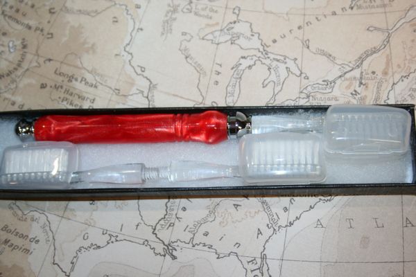 Tooth Brush - Pomegranate Acrylic - Handcrafted with Chrome Fittings - Oral Care - Hand Turned - Tooth Cleaner - Teeth Cleaner