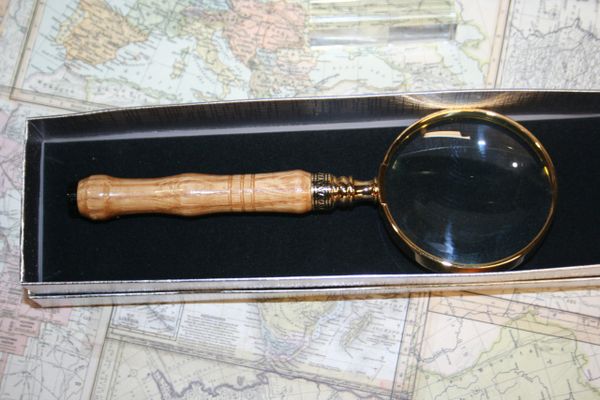 Magnifying Glass - Americana 2 1/2 inch Magnifying Glass - Jack Daniels Whiskey Barrel Oak - Jack Daniels - Handcrafted in Bright Gold