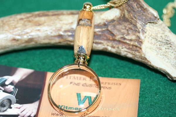 Magnifying Glass Pendant - Jack Daniels Whiskey Barrel Oak - Pendant - Mini Magnifying Pendant - Necklace - Jewelry - 24ct Gold Plate
