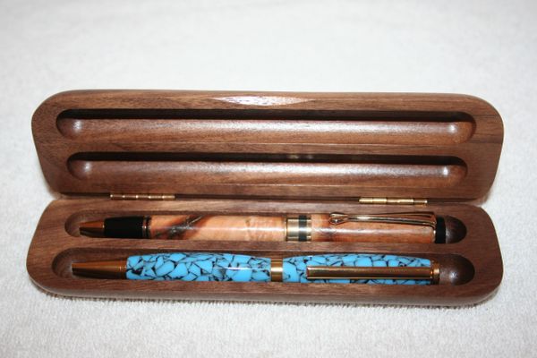 Handcrafted Walnut Double Pen Box