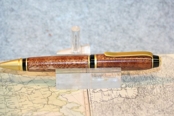 Wood Pen - Cigar Pen - African Mahogany - Ballpoint pen - Twist Pen - Journal Writing - Desk Pen - Pen - Office Pen - Handmade - Satin Gold
