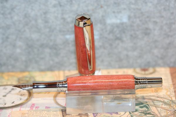 Fountain Pen - Algonquin Fountain Pen - Pink Ivory - Handmade - Writing Instrument - Desk Pen - Pink Ivory Pen - Handcrafted Pen - Chrome