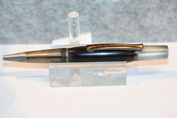 Wood Pen - Keltoi Pen - African Blackwood - Executive Pen - Twist Pen - Ballpoint Pen - Gift - Writing - Antique Silver and Antique Brass