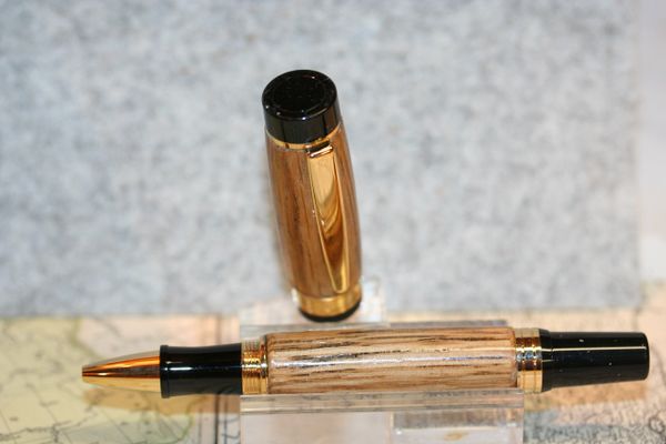Roller Ball Pen - Makers Mark Bourbon Whiskey Pen - El Grande Pen - Whiskey Barrel Pen - Wood Pen - Handmade Pen - Pen- 24ct Gold Plate