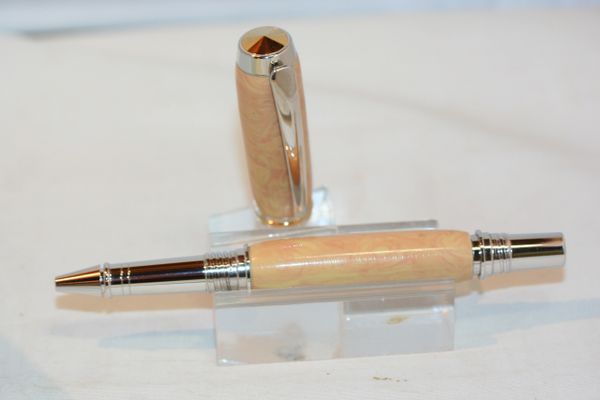 2nd Quality Pen - Roller Ball Pen - Jr Gentlemen II Roller Ball Pen - Mastodon Tru-Stone Pen - Journal Writing - Stone Pen - Desk Pen - Rhodium w 22 K Gold