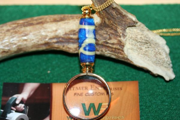 Magnifying Glass Pendant - Cobalt Blue Giraffe Design Alumilite - Pendant - Mini Magnifying Pendant - Necklace - Jewelry - Magnifying Glass