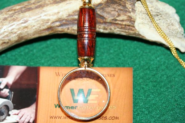Magnifying Glass Pendant - Cocobolo - Pendant - Mini Magnifying Pendant - Necklace - Magnifier - Jewelry - 24ct Gold Plate