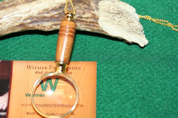 Magnifying Glass Pendant - Ancient Kauri (50,000 Year Old) - Pendant - Magnifying Pendant - Necklace - Magnifier - Jewelry - 24ct Gold Plate