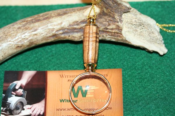 Magnifying Glass Pendant - African Zebrawood - Pendant - Magnifying Pendant - Mini Magnifier - Pendant - Necklace - Jewelry - 24K Gold Plate