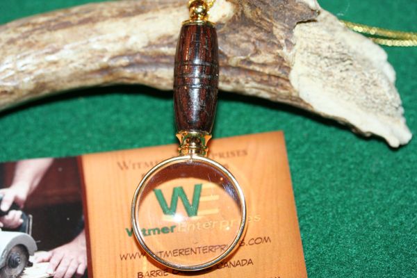 Magnifying Glass Pendant - East India Rosewood - Pendant - Mini Magnifying Pendant - Necklace - Jewelry - Magnifying Glass - 24K Gold Plate