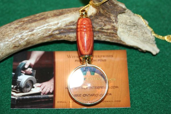 Magnifying Glass - Brazilian Tulipwood- Pendant - Magnifying Pendant - Tulipwood Magnifier - Necklace - Magnifier - Jewelry 24ct Gold Plate
