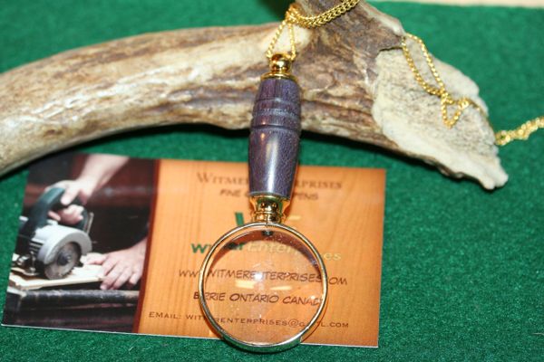 Magnifying Glass Pendant - Purple dyed Spalted Sugar Maple