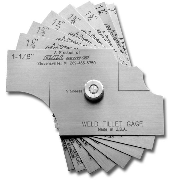 8-Piece Fillet Weld Set, Fillet Leg & Throat Size: 1 1/8" to 2" in 1/8" increments, Inch or Metric, GG-81