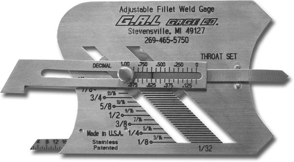 Fillet Weld Gauge: Adjustable Welding Gauge, Inch or Metric, GG-3