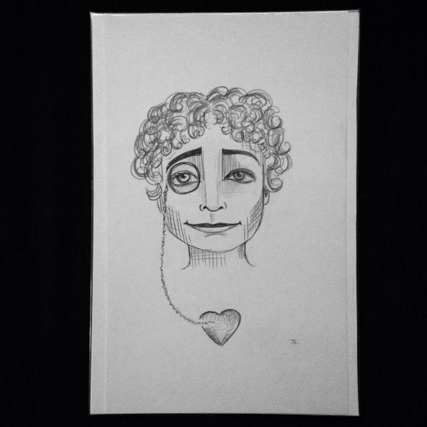 See with her heart 9x6" graphite drawing