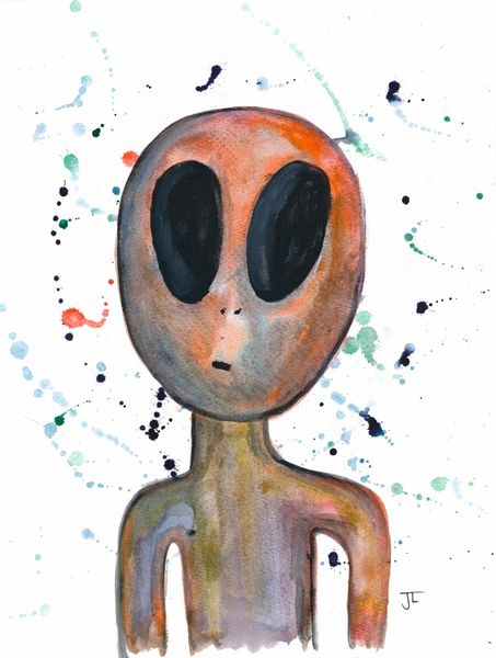 Alien 9x12" Watercolor