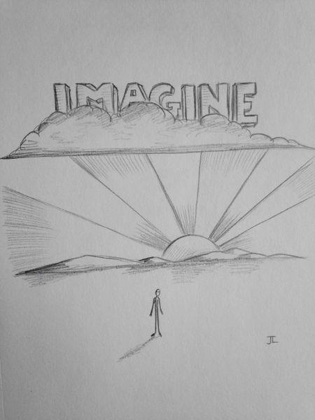 Imagine 9x6" graphite drawing
