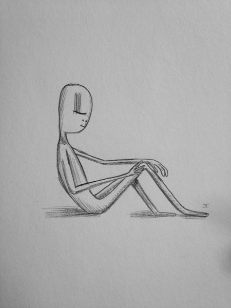 Sitting figure 9x6" graphite drawing