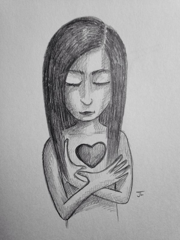 broken heart girl sketches