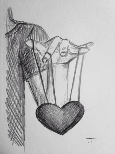 Heart strings 9x6" graphite drawing