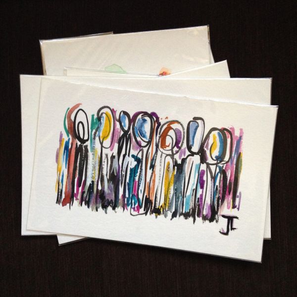 SOLD Mini abstract figures original watercolor and india ink