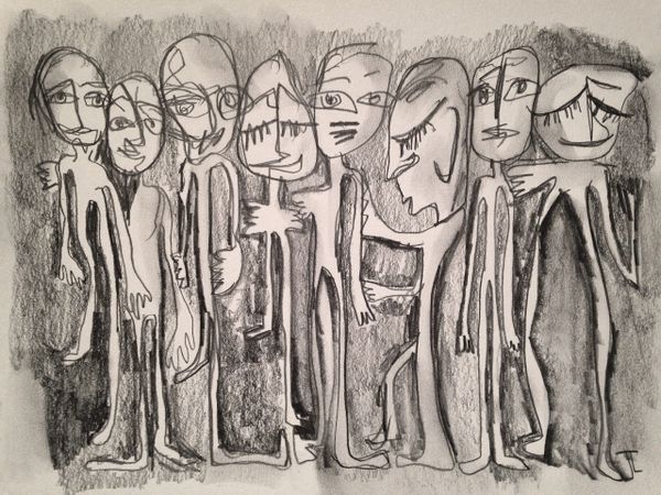 11 x 15" Original Graphite Abstract Figures