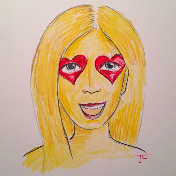 Emoji Girl Heart Eyes - Color Pencil 9x12" original