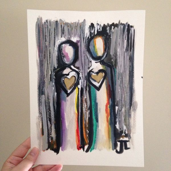 SOLD Two heart people 9x12" original