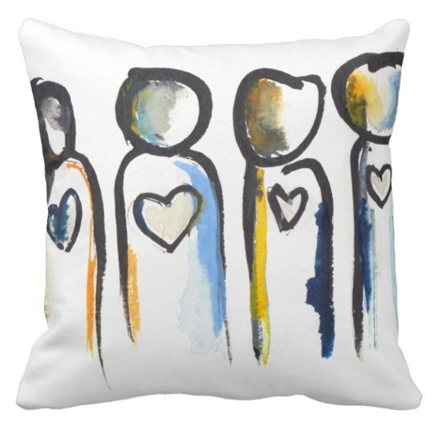 Heart People Throw Pillow