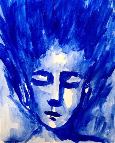 Blue portrait 9x12" acrylic