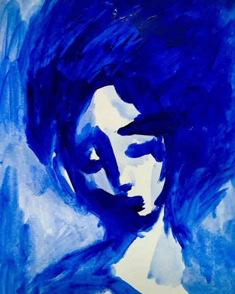 SOLD Blue Lady 9x12" acrylic original