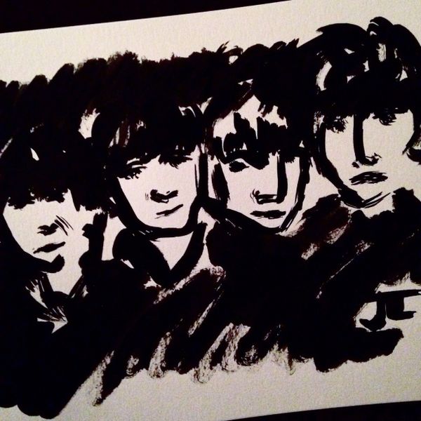 SOLD Beatles 9x12" India ink