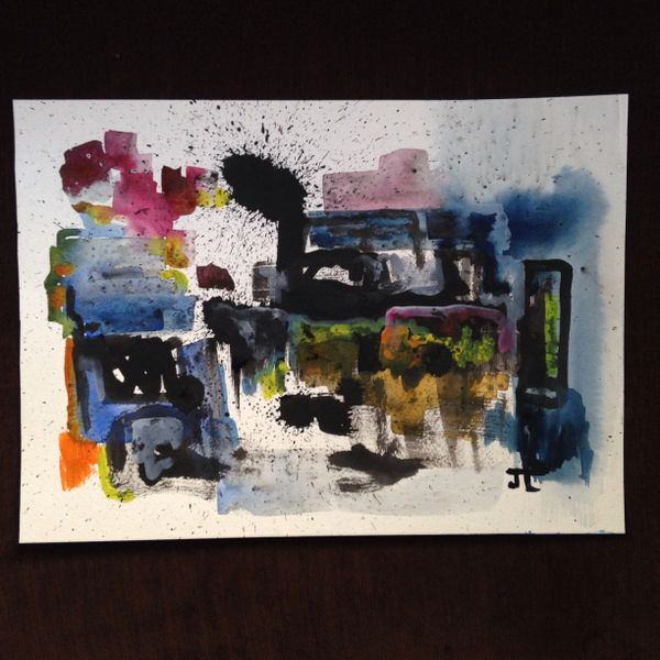 Abstract splatter 11x15" watercolor