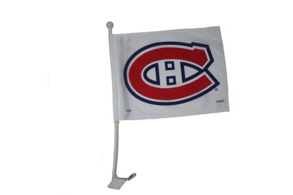 MONTREAL CANADIENS WHITE NHL HOCKEY LOGO HEAVY DUTY CAR FLAG .. SIZE: 12" X 18" INCHES ..NEW