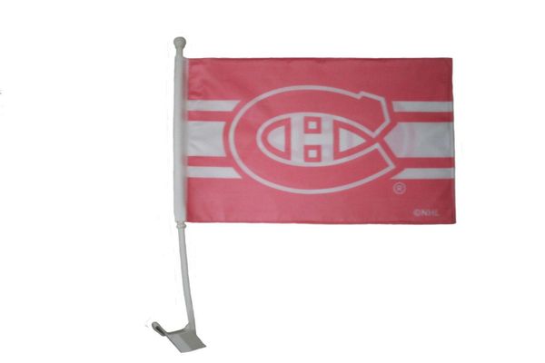 MONTREAL CANADIENS PINK NHL HOCKEY LOGO HEAVY DUTY CAR FLAG .. SIZE: 12" X 18" INCHES ..NEW