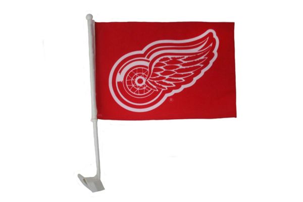 DETROIT RED WINGS NHL HOCKEY LOGO HEAVY DUTY CAR FLAG WITH STICK ..NEW