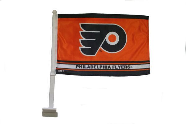 PHILADELPHIA FLYERS NHL HOCKEY LOGO HEAVY DUTY CAR FLAG .. SIZE: 12" X 18" INCHES ..NEW