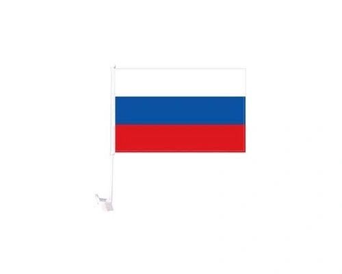 RUSSIA COUNTRY HEAVY DUTY CAR FLAG WITH STICK.. SIZE : 12" X 18" INCHES.. NEW